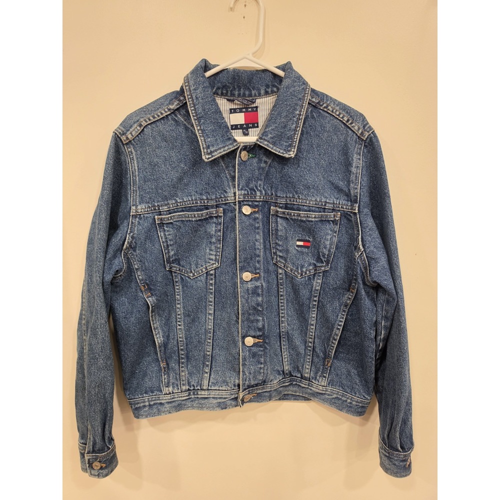 Vintage Tommy Jeans Denim Jacket Mens/Womens M 100% Cotton Trucker Blue Y2K